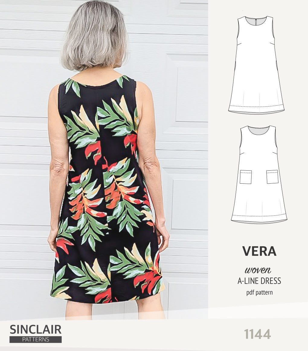 Vera A-line woven dress with pockets (PDF)