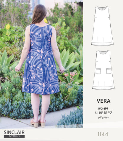 Vera A-line woven dress with pockets (PDF)