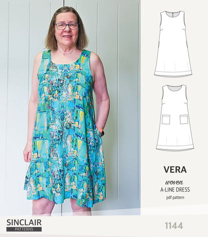 Vera A-line woven dress with pockets (PDF)