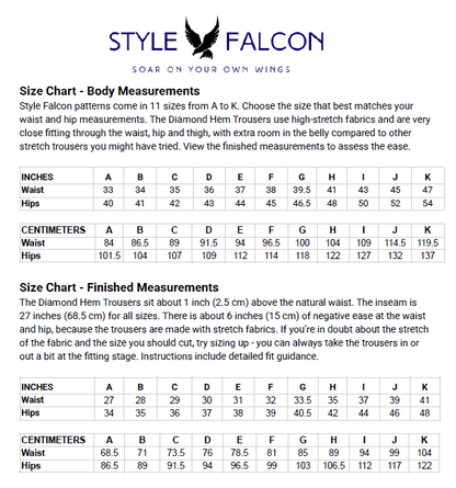 Style Falcon Diamond Hem Trousers Digital Sewing Pattern