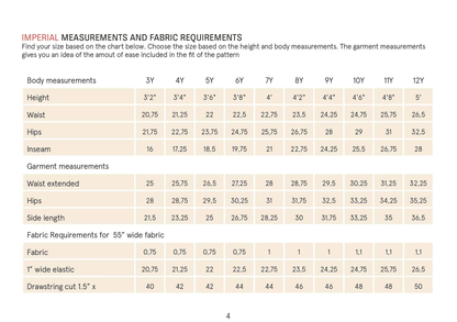 Kids Pjama Pants sewing pattern Wardrobe By Me