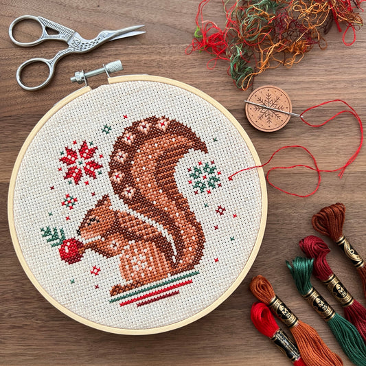 DIY Cross Stitch Kit - Happy Squirrel - Pigeon Coop