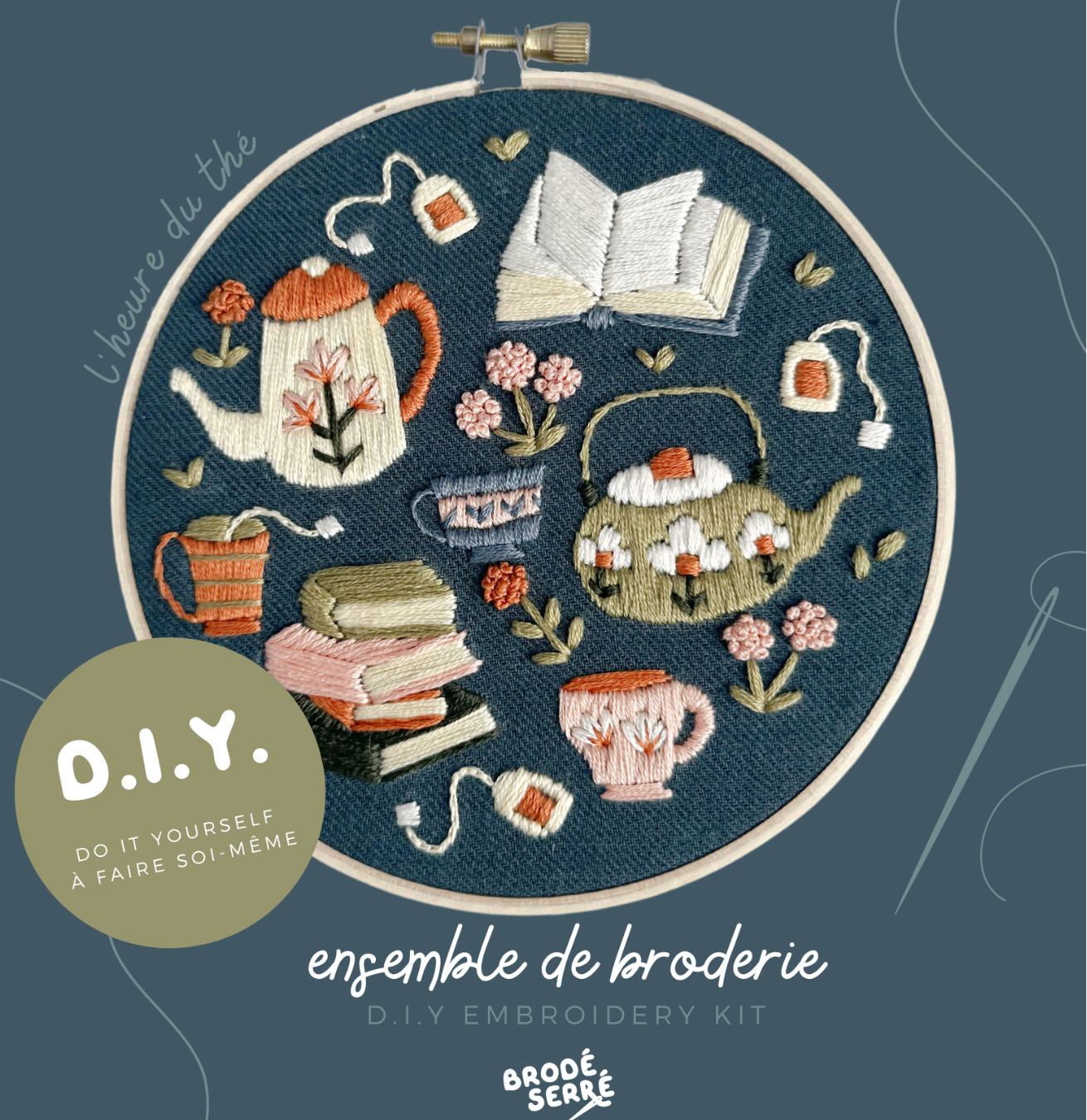 Embroidery Set - Tea Time - TIGHTLY EMBROIDERED