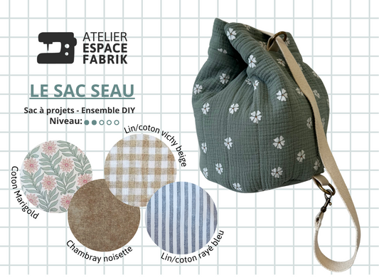 Ensemble à coudre "Le sac seau" - Sac à projets (4 options)