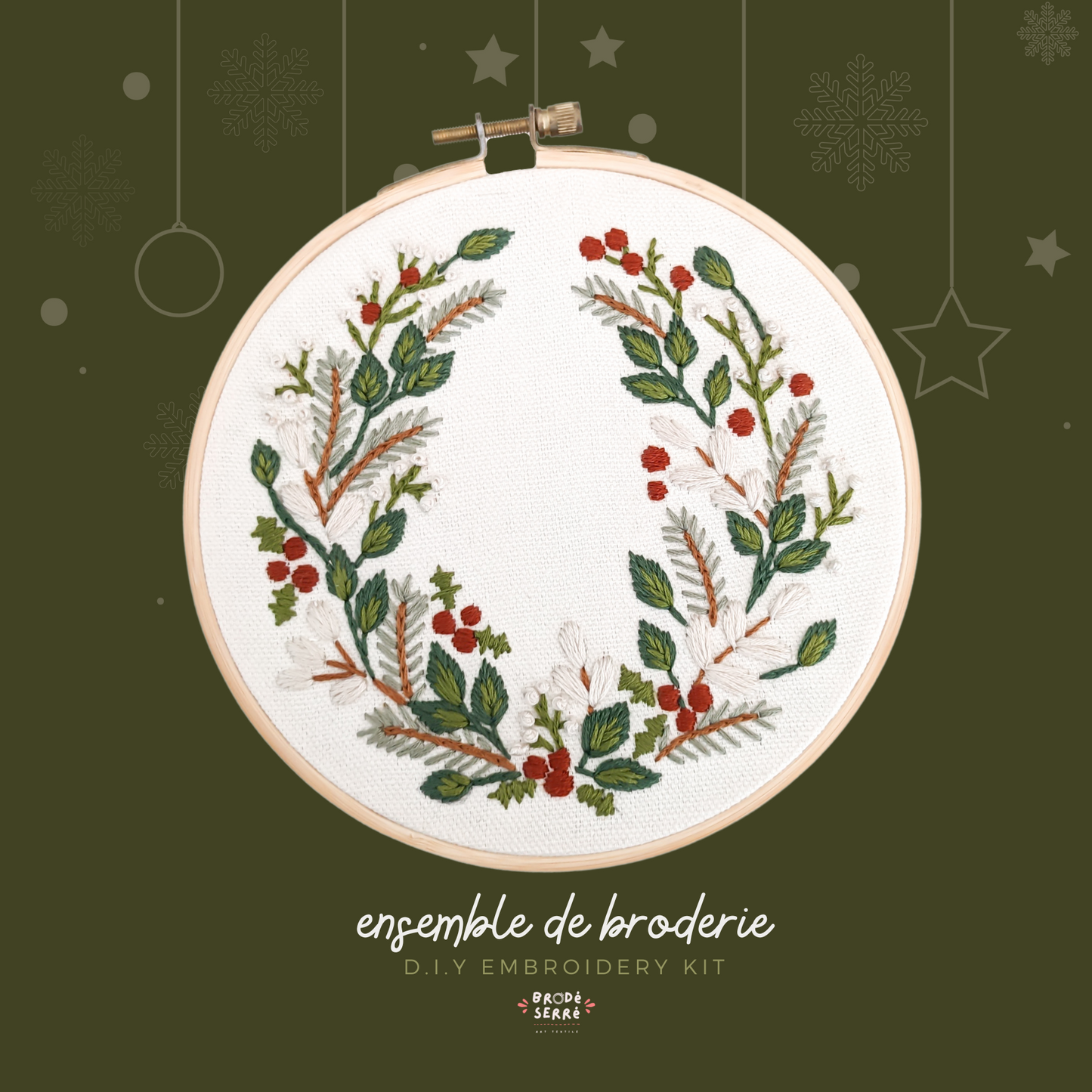 Embroidery Set - Winter Wreath - TIGHT EMBROIDERED