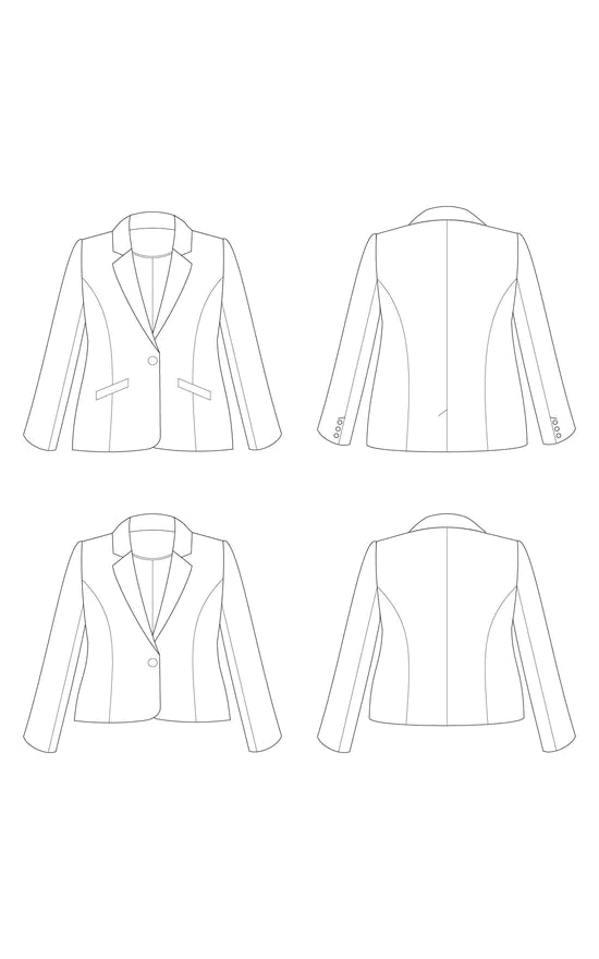 Auburn blazer 12 to 32 - Paper pattern - CASHMERETTE