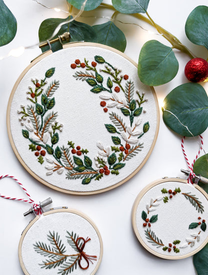 Embroidery Set - Winter Wreath - TIGHT EMBROIDERED