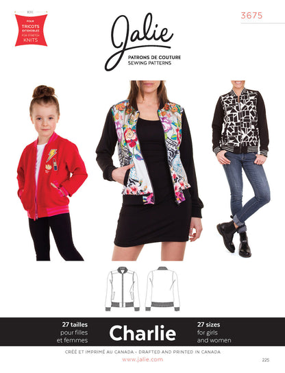 Patron de couture pour blouson aviateur CHARLIE 3675 | Patron papier - Jalie