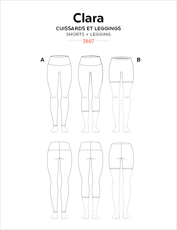 High-waisted leggings CLARA 3887 | Paper pattern - Jalie