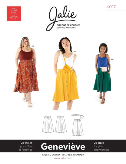 Loose skirt with elastic waist GENEVIÈVE 4017 | Paper pattern - Jalie
