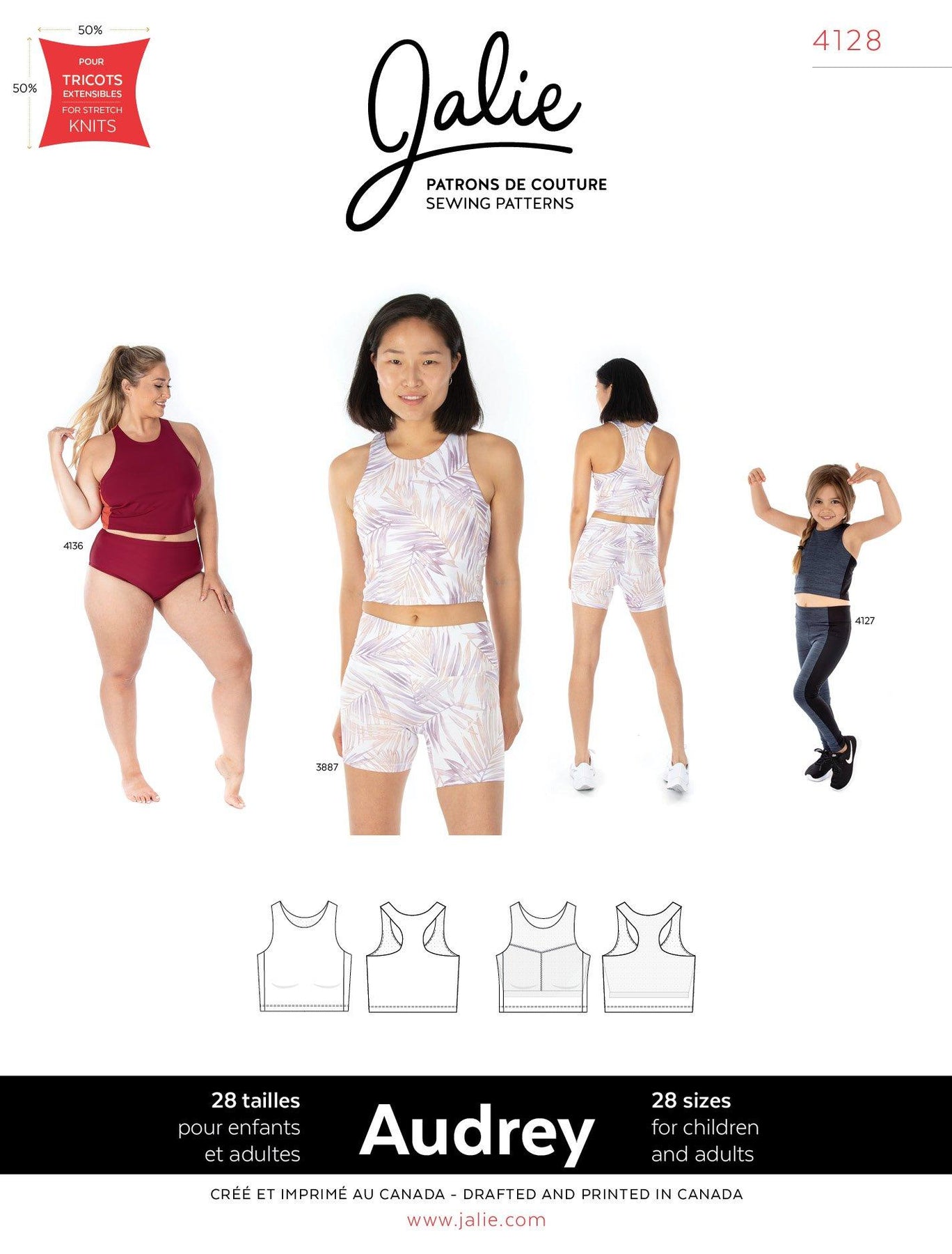 AUDREY cropped sports top 4128 | Paper pattern - Jalie