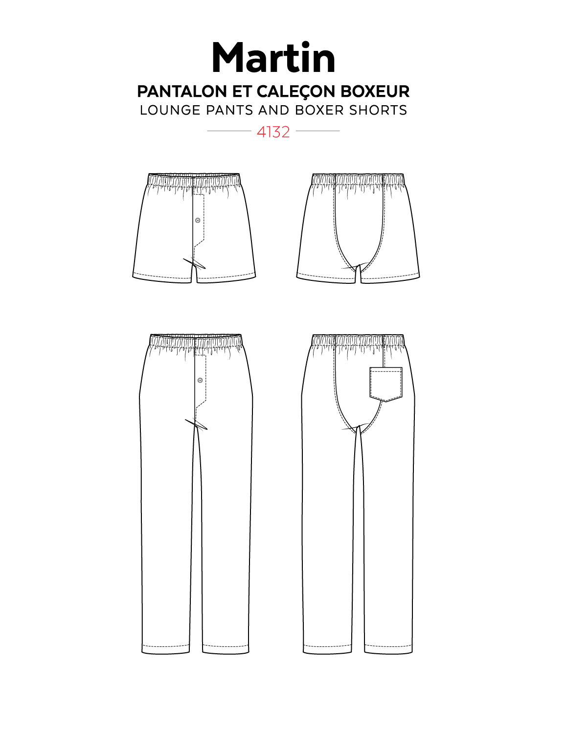 Pants and boxer briefs MARTIN 4132 | Paper pattern - Jalie