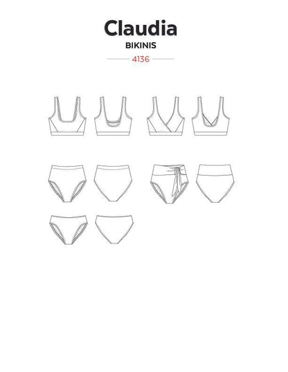 Patron de couture papier pour Bikinis CLAUDIA 4136  de Jalie 