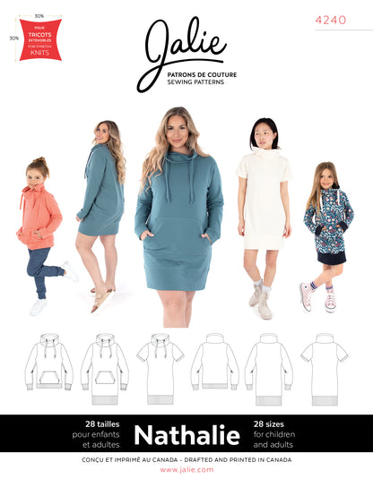 Sweater and tunic with wrap-around collar NATHALIE 4240 | Paper pattern - Jalie