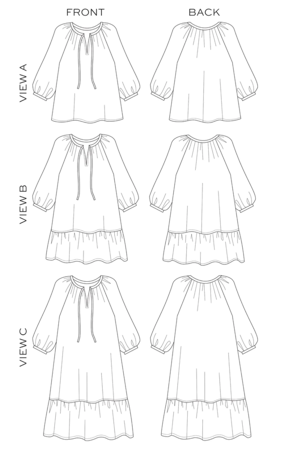 Roscoe Dress &amp; Blouse - Paper pattern - TRUE BIAS
