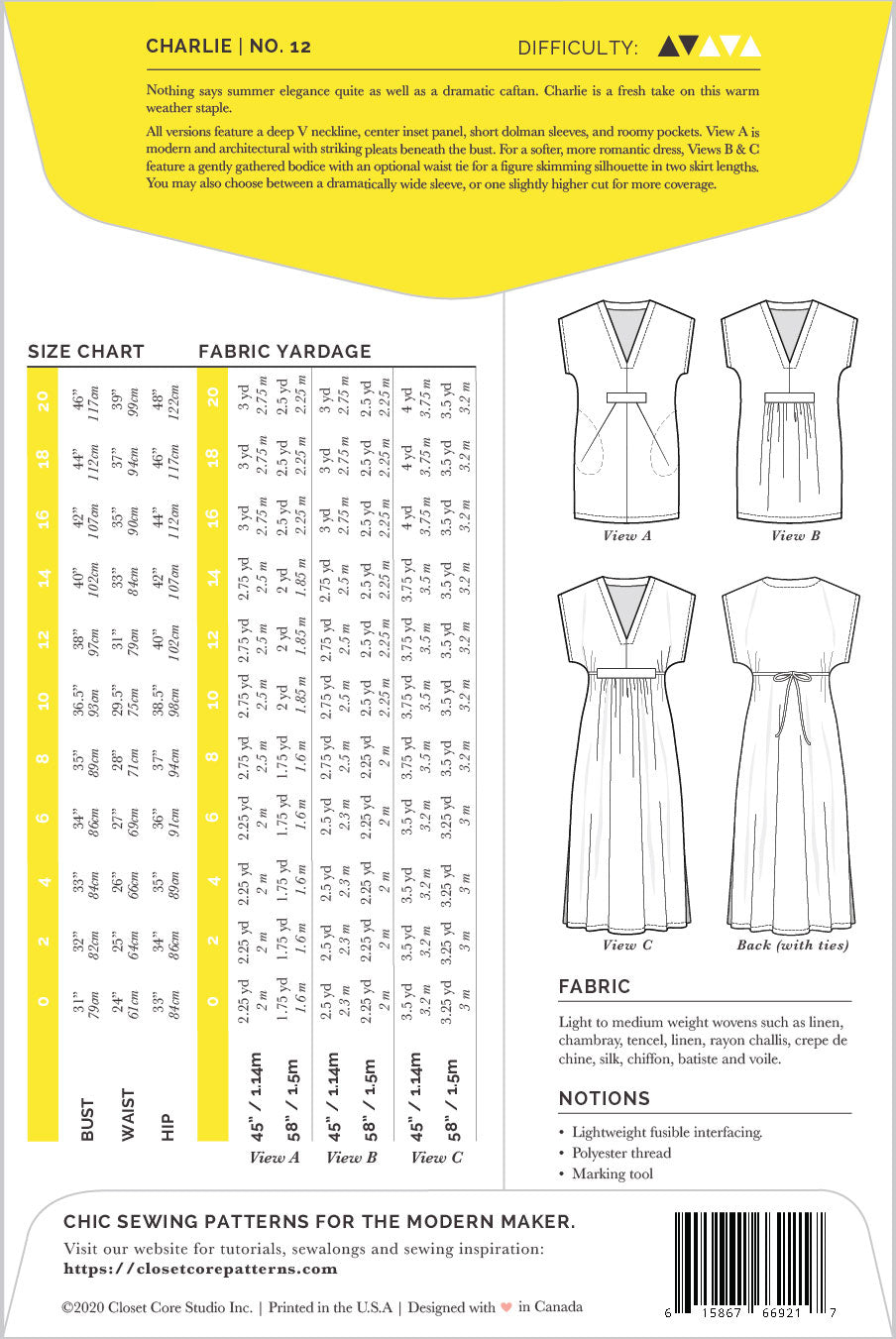 CHARLIE kaftan | Paper pattern - Closet Core Patterns 