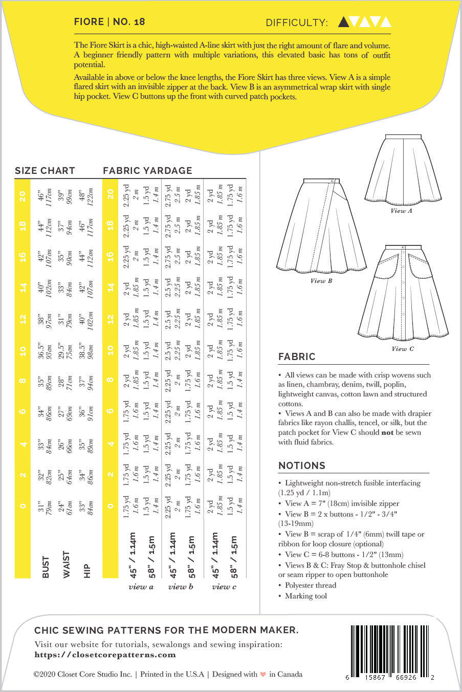 Jupe FIORE | Patron papier - Closet Core Patterns