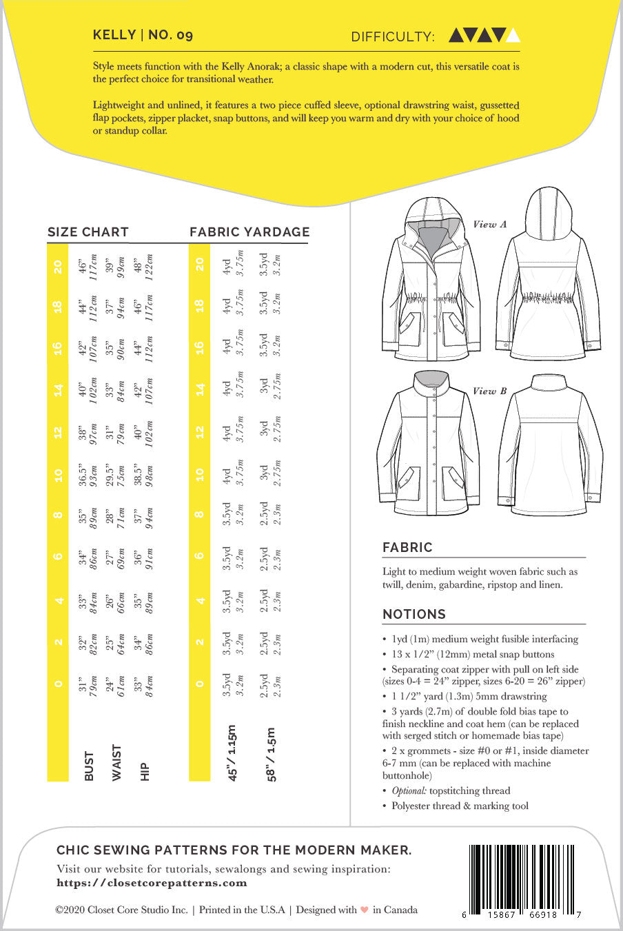 Anorak KELLY | Patron papier - Closet Core Patterns