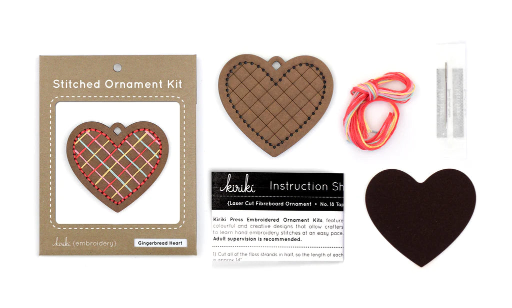 Gingerbread heart - DIY embroidered decoration set - KIRIKI PRESS